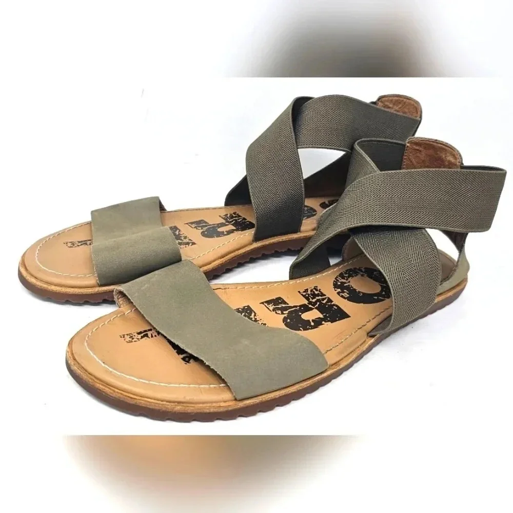 Sorel Womens Ella Gladiator Leather Open Toe Slingback Strappy Sandal Size 9.5